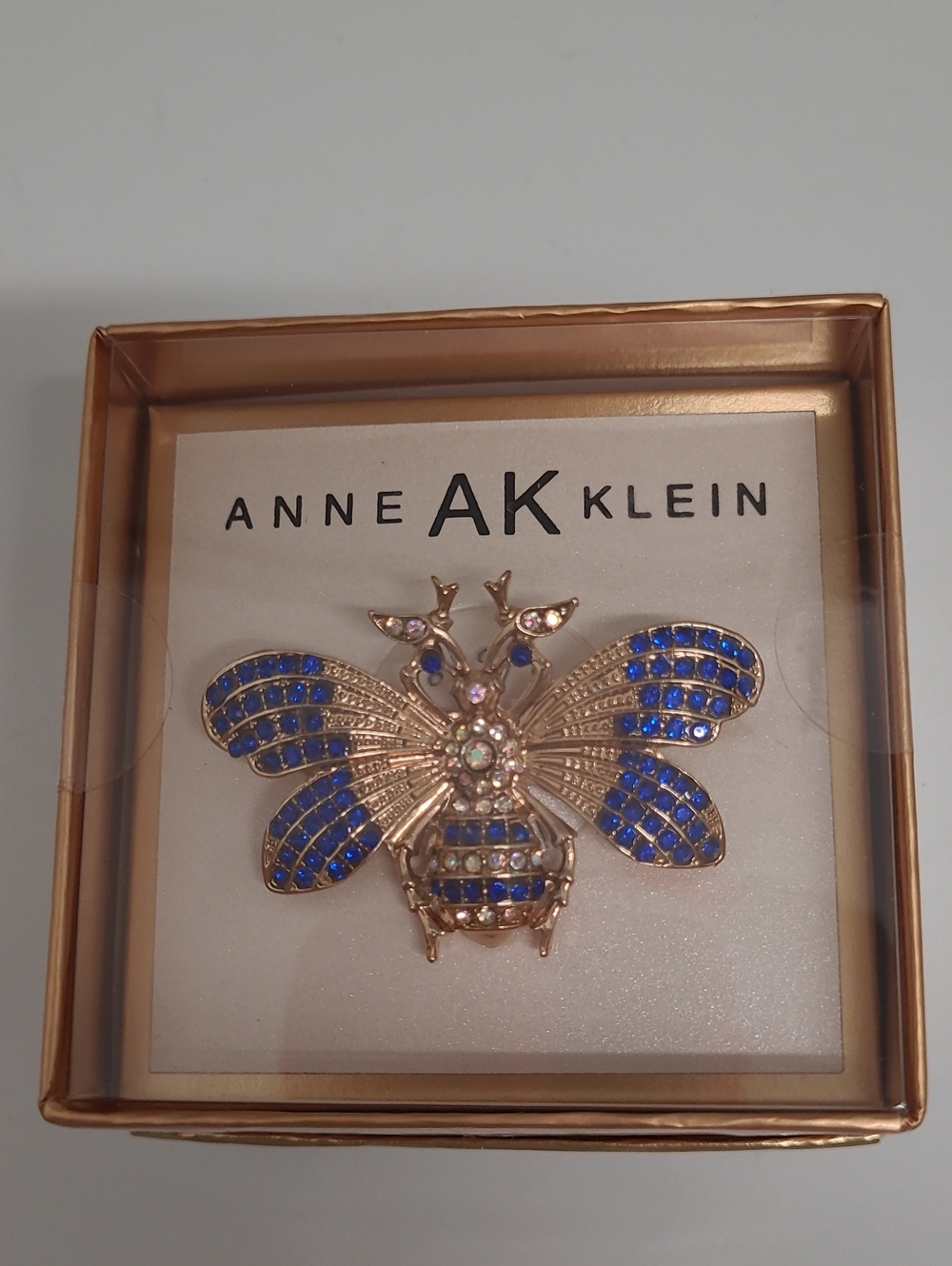 Anne Klein Gold-Tone Bee Brooch with Blue Crystal Wings